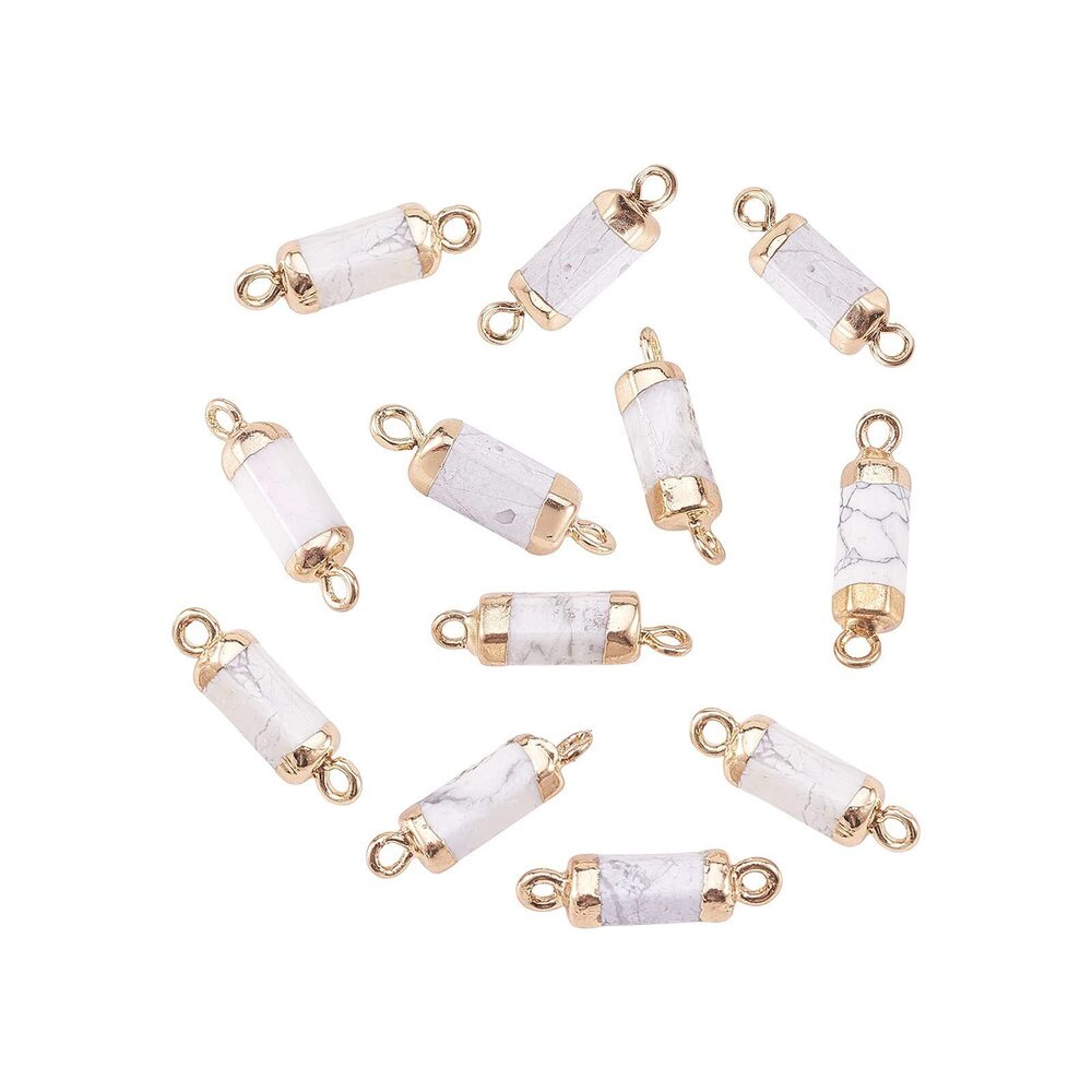 9838 20 Pcs Natural Howlite Crystal Stone Electroplate Gemstone Links